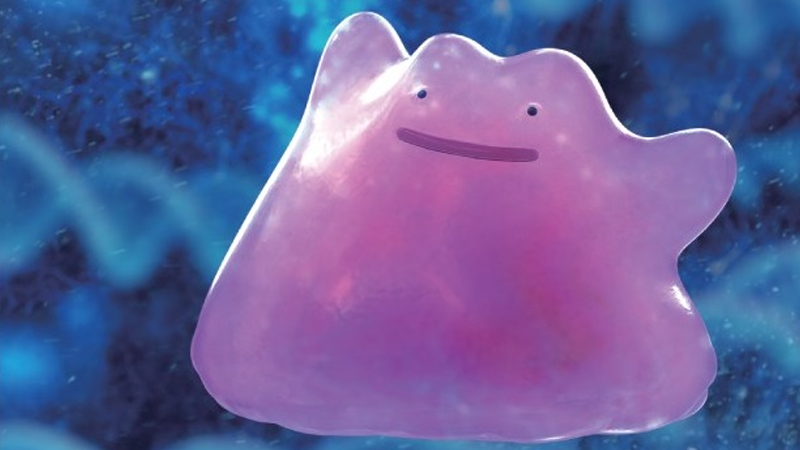 Ditto’s card art in the special Detective Pikachu set for the official Pokémon Trading Card Game.